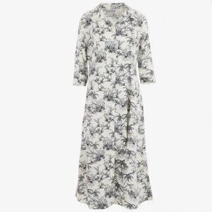 C&C California Linen Blend Maxi Dress Tropical Toile Print - Fit And Flare